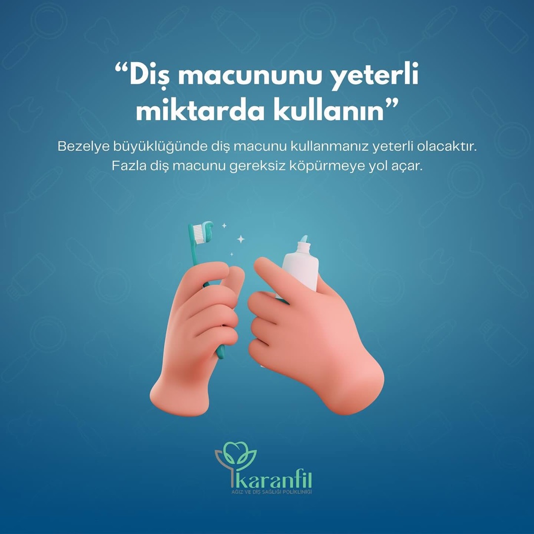 İpucu: Diş macununu bezelye büyüklüğünde, yeterli miktarda kullanın